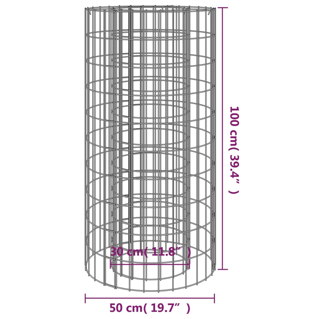 Gabion Fire Pit Ã˜ 50 cm Galvanised Iron