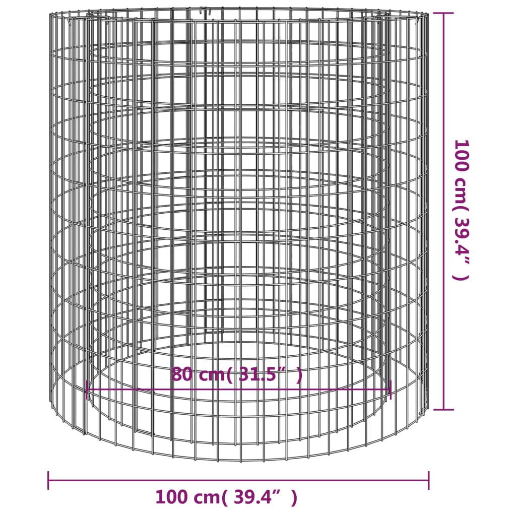 Gabion Fire Pit Ã˜ 100 cm Galvanised Iron