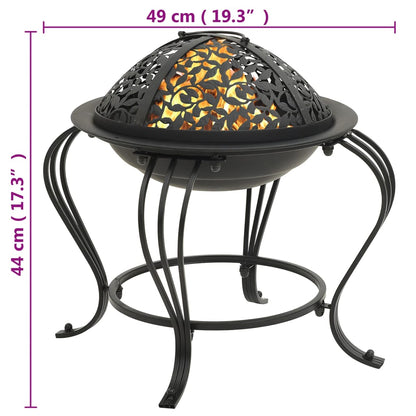 Fire Pit with Poker 49 cm Steel