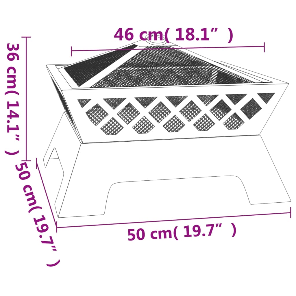 Fire Pit with Poker 50 cm XXL Steel