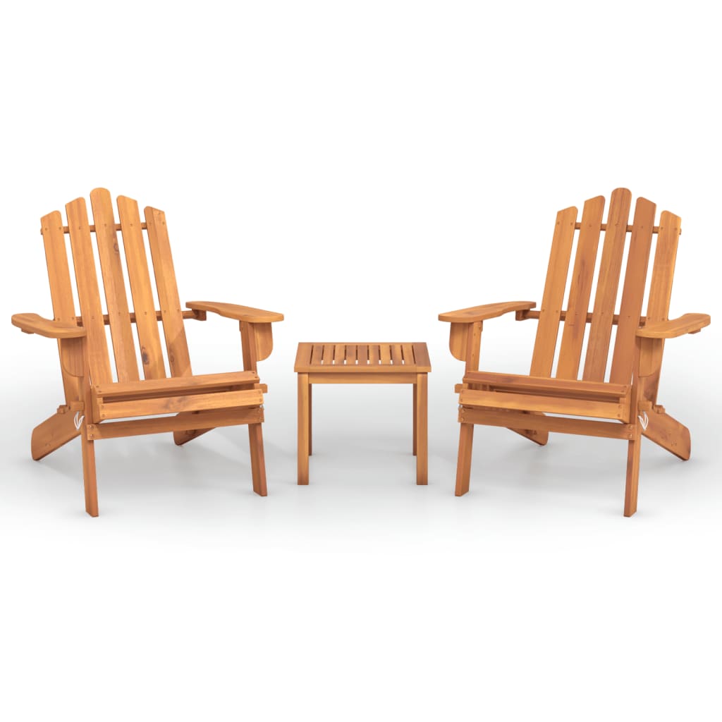 3 Piece Adirondack Garden Lounge Set Solid Wood Acacia