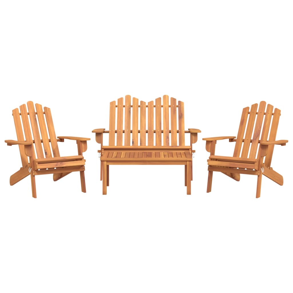 4 Piece Adirondack Garden Lounge Set Solid Wood Acacia