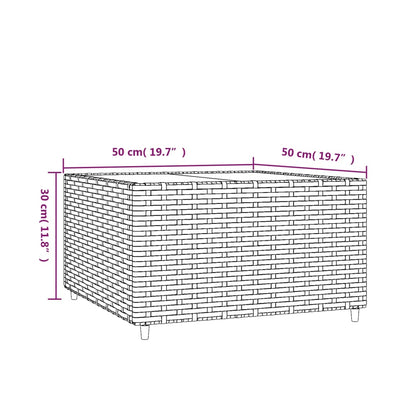 Square Garden Coffee Table Grey 50x50x30 cm Poly Rattan