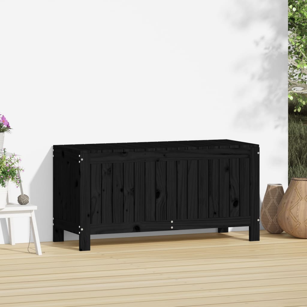 Garden Storage Box Black 108x42.5x54 cm Solid Wood Pine