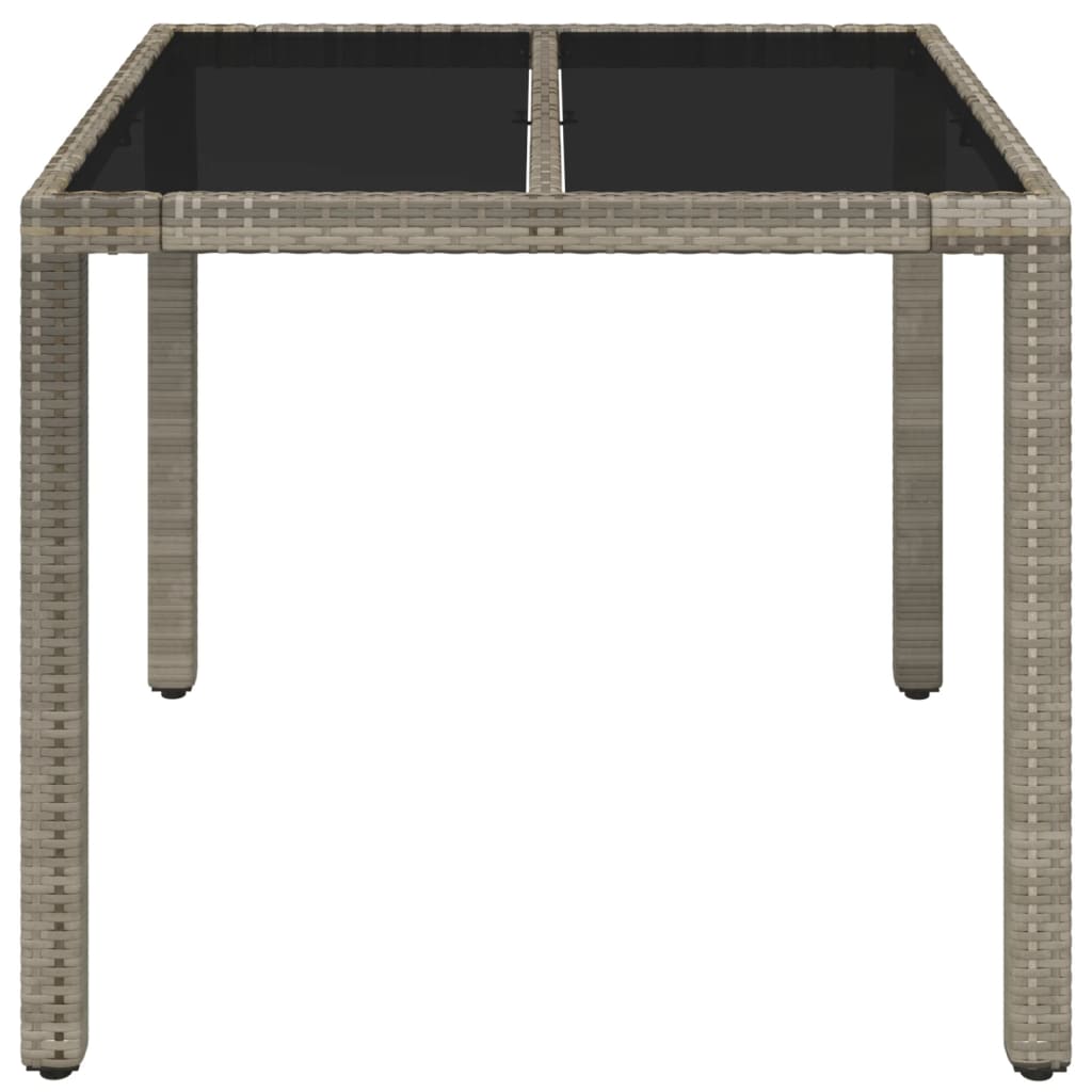 Garden Table with Glass Top Grey 90x90x75 cm Poly Rattan