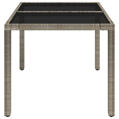 Garden Table with Glass Top Grey 90x90x75 cm Poly Rattan