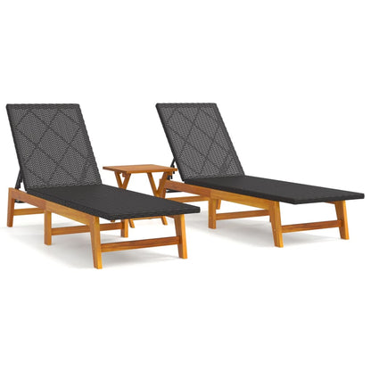 3 Piece Garden Lounge Set Poly Rattan&Solid Wood Acacia