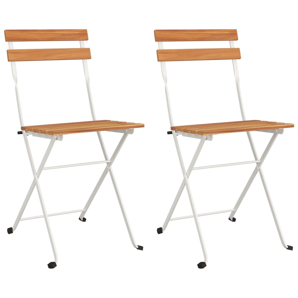 Folding Bistro Chairs 2 pcs Solid Wood Acacia and Steel