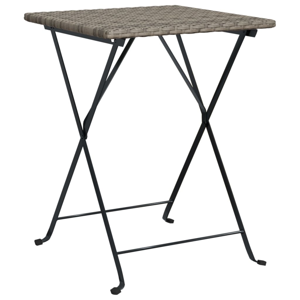 Folding Bistro Table Grey 55x54x71 cm Poly Rattan