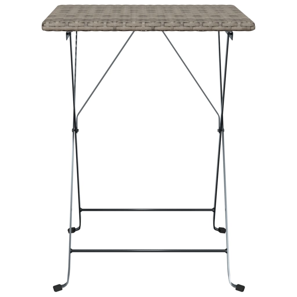 Folding Bistro Table Grey 55x54x71 cm Poly Rattan