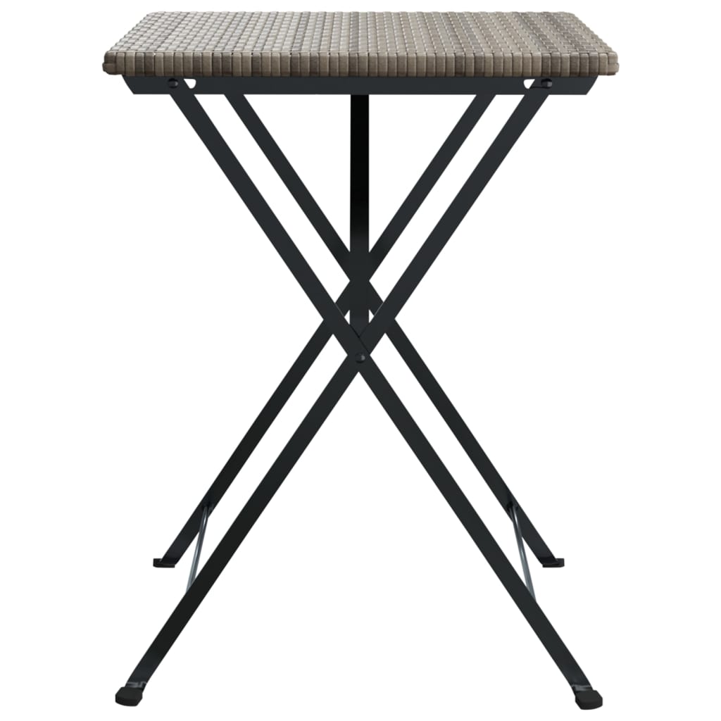 Folding Bistro Table Grey 55x54x71 cm Poly Rattan