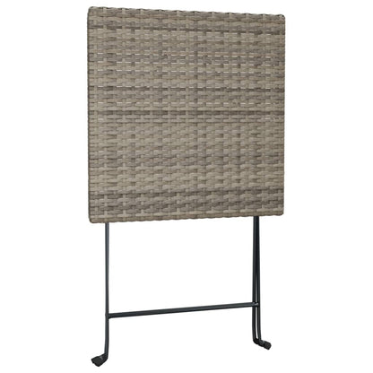 Folding Bistro Table Grey 55x54x71 cm Poly Rattan