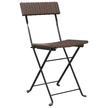 Folding Bistro Chairs 2 pcs Brown Poly Rattan and Steel