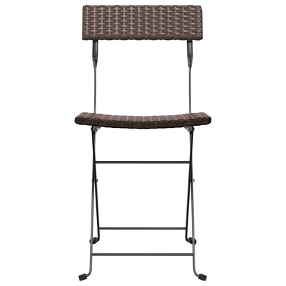 Folding Bistro Chairs 2 pcs Brown Poly Rattan and Steel