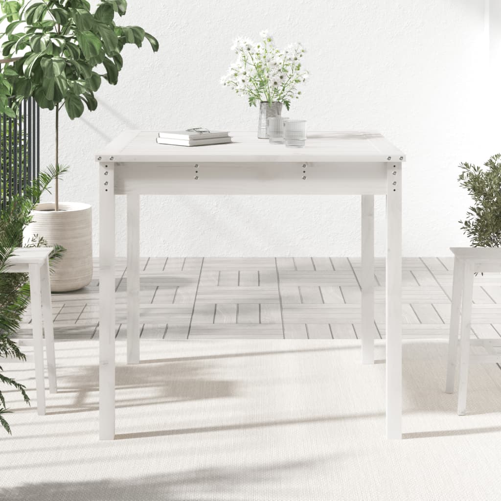 Garden Table White 82.5x82.5x76 cm Solid Wood Pine