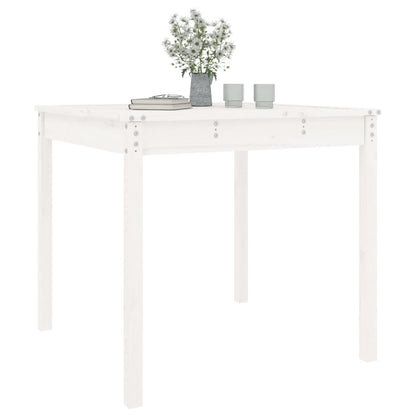 Garden Table White 82.5x82.5x76 cm Solid Wood Pine