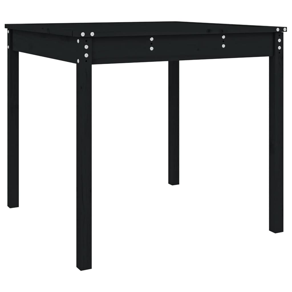 Garden Table Black 82.5x82.5x76 cm Solid Wood Pine