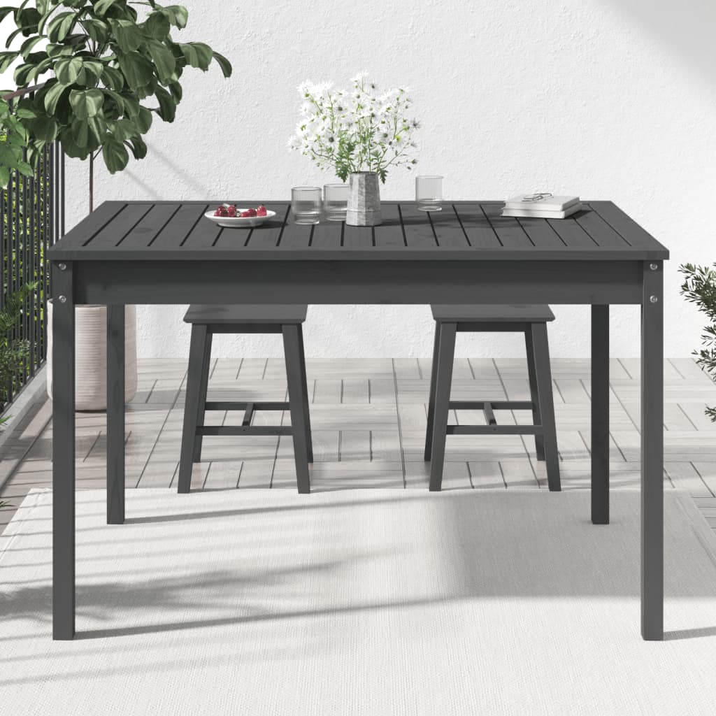 Garden Table Grey 121x82.5x76 cm Solid Wood Pine