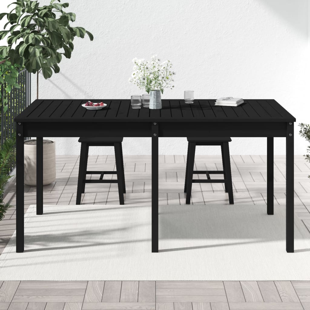 Garden Table Black 159.5x82.5x76 cm Solid Wood Pine