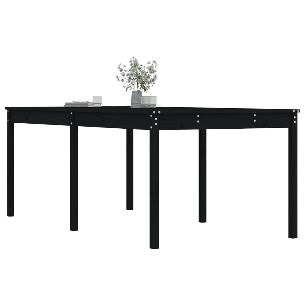 Garden Table Black 203.5x100x76 cm Solid Wood Pine