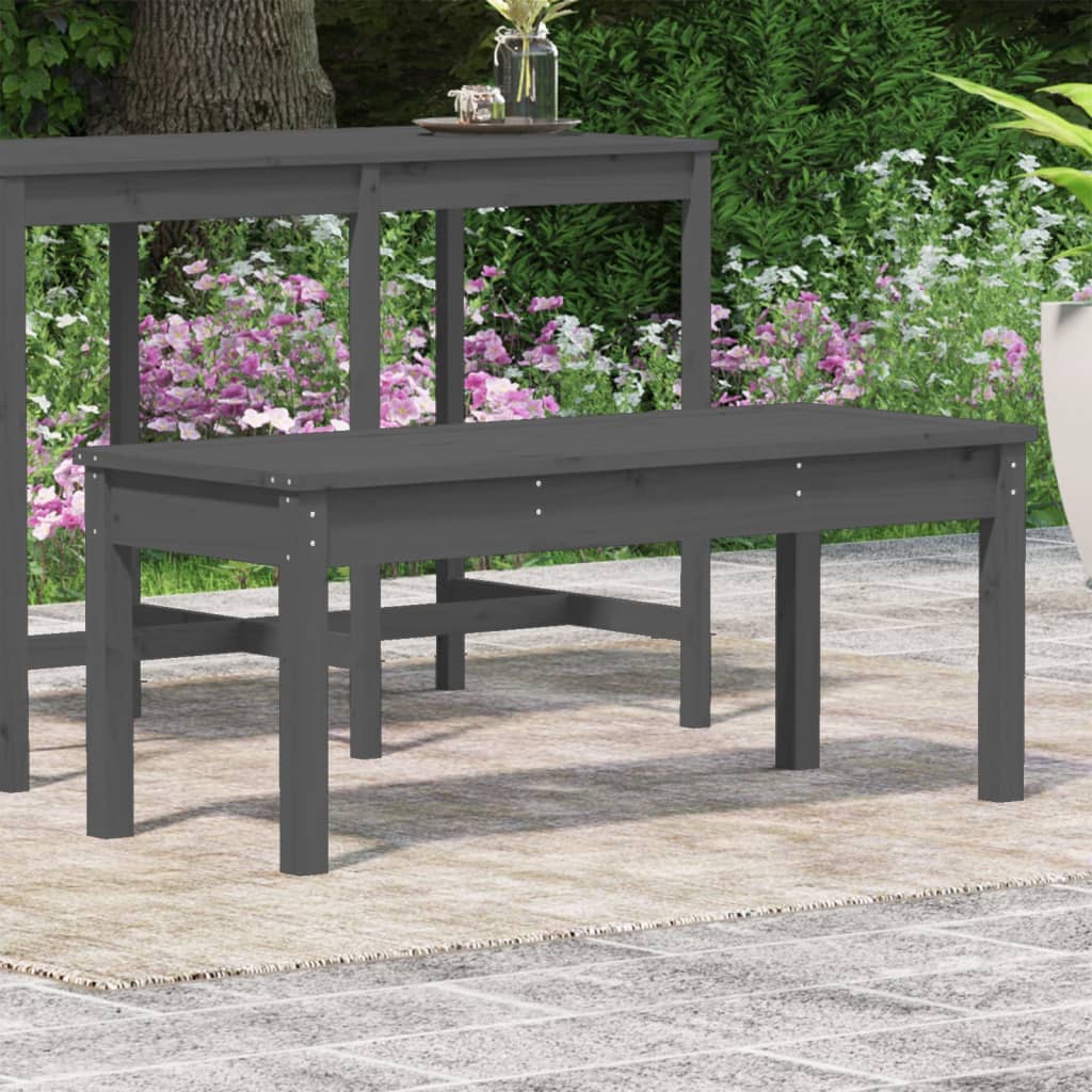 Garden Bench Grey 109x44x45 cm Solid Wood Pine