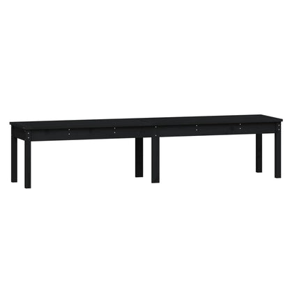 2-Seater Garden Bench Black 203.5x44x45 cm Solid Wood Pine