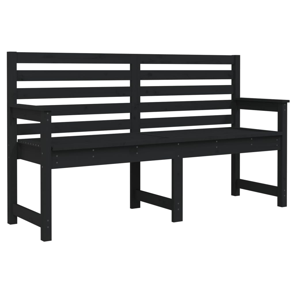 Garden Bench Black 159.5x48x91.5 cm Solid Wood Pine