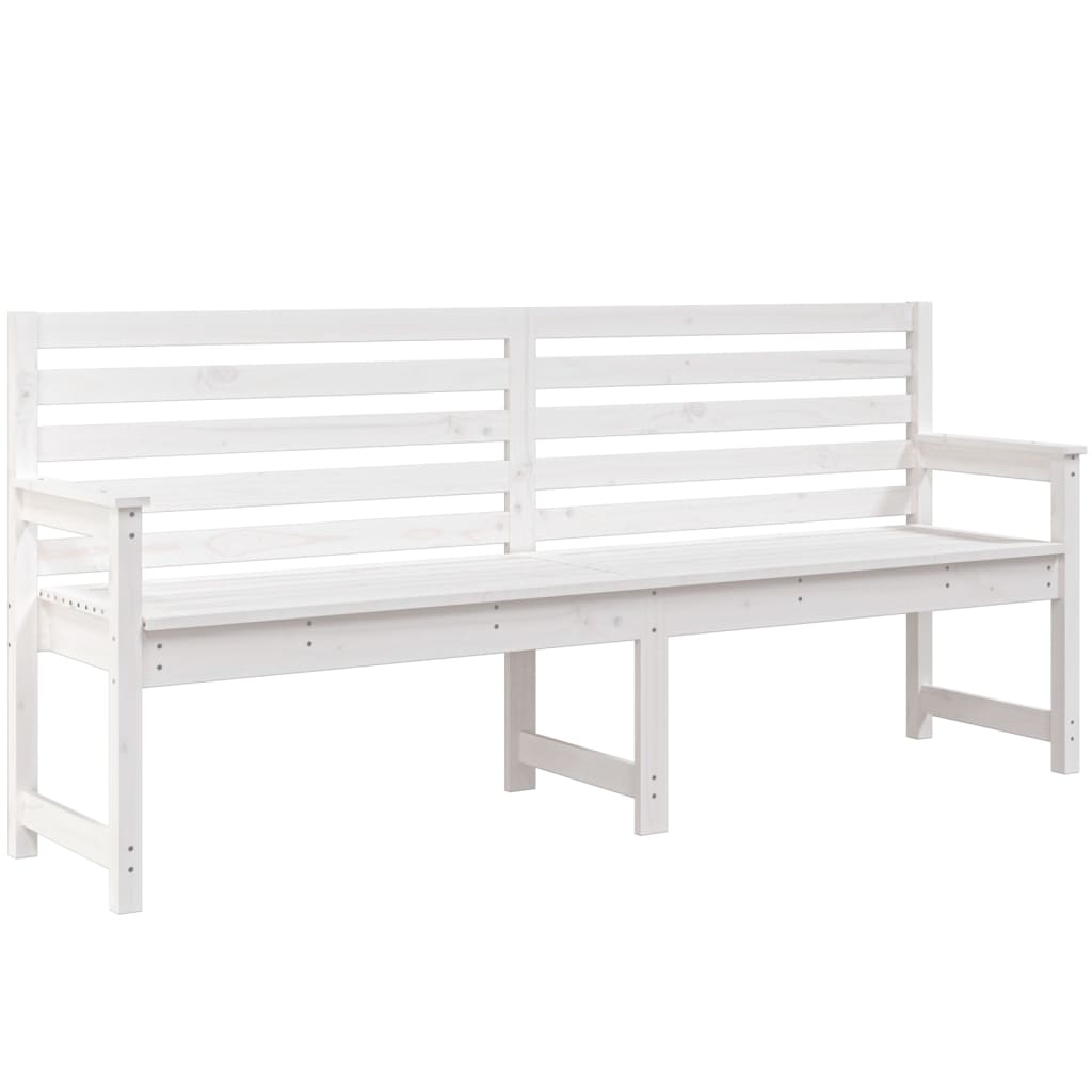 Garden Bench White 203.5x48x91.5 cm Solid Wood Pine