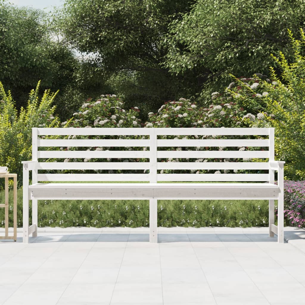 Garden Bench White 203.5x48x91.5 cm Solid Wood Pine