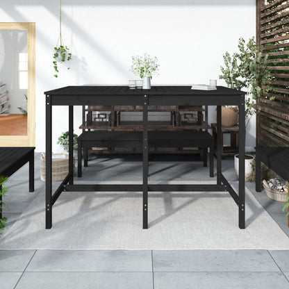 Garden Table Black 159.5x82.5x110 cm Solid Wood Pine