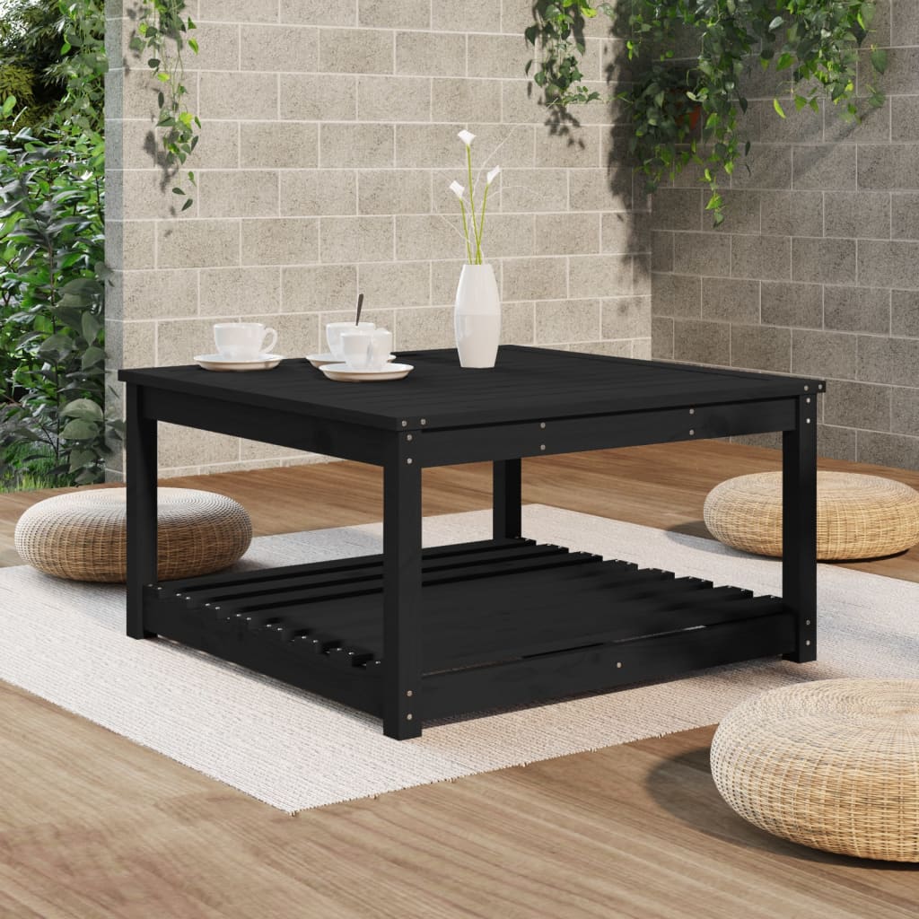 Garden Table Black 82.5x82.5x45 cm Solid Wood Pine