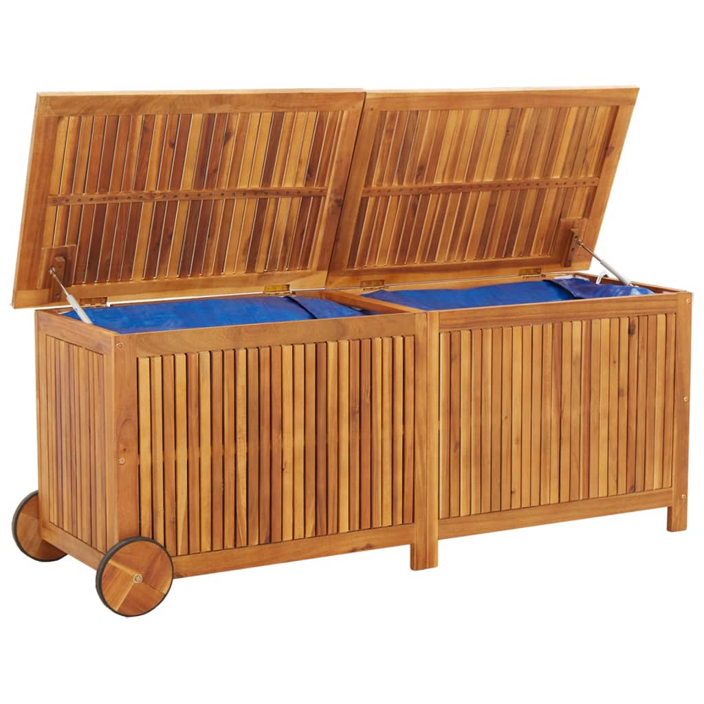 Garden Storage Box with Wheels 150x50x58 cm Solid Wood Acacia