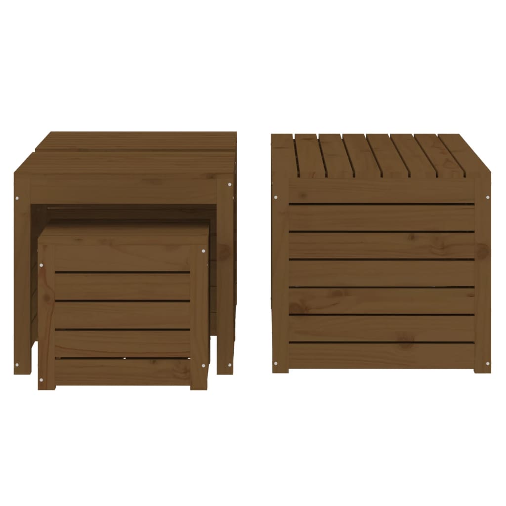 4 Piece Garden Box Set Honey Brown Solid Wood Pine