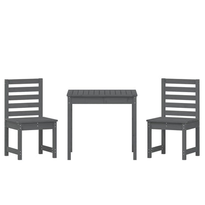 3 Piece Garden Bistro Set Grey Solid Wood Pine