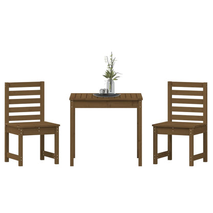 3 Piece Garden Bistro Set Honey Brown Solid Wood Pine