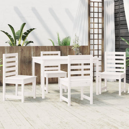 5 Piece Garden Dining Set White Solid Wood Pine