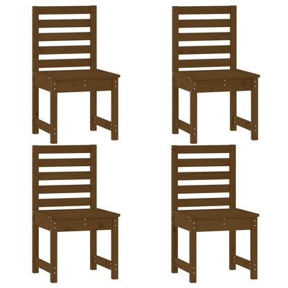 5 Piece Garden Dining Set Honey Brown Solid Wood Pine