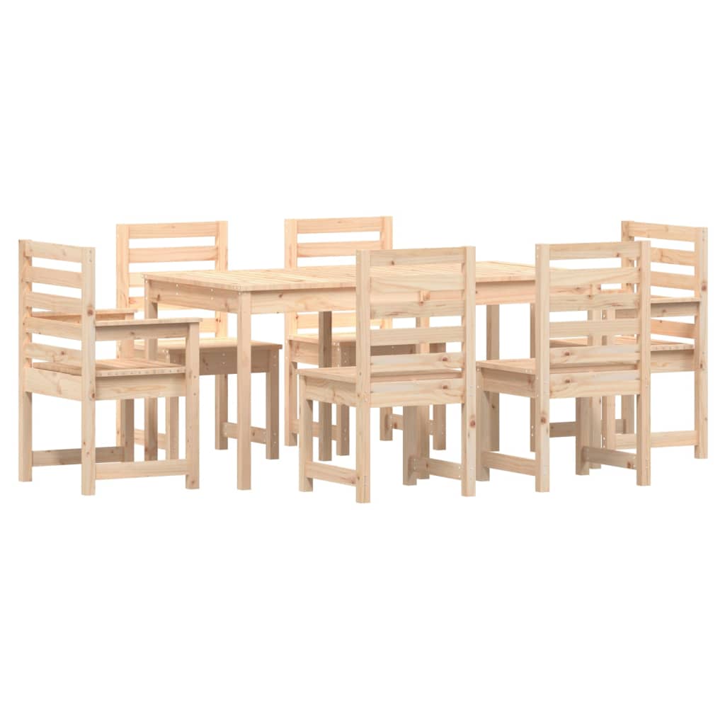 7 Piece Garden Dining Set Solid Wood Pine