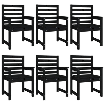 7 Piece Garden Dining Set Black Solid Wood Pine