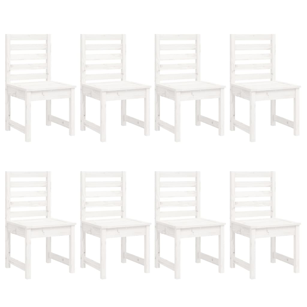 11 Piece Garden Dining Set White Solid Wood Pine