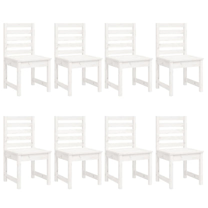 11 Piece Garden Dining Set White Solid Wood Pine