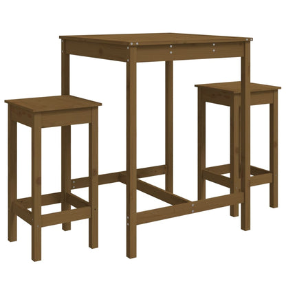 3 Piece Garden Bar Set Honey Brown Solid Wood Pine