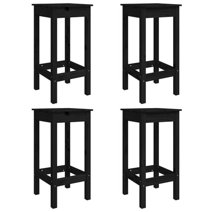 5 Piece Garden Bar Set Black Solid Wood Pine