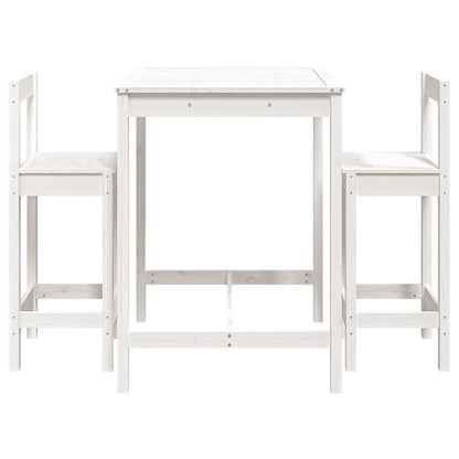 3 Piece Garden Bar Set White Solid Wood Pine