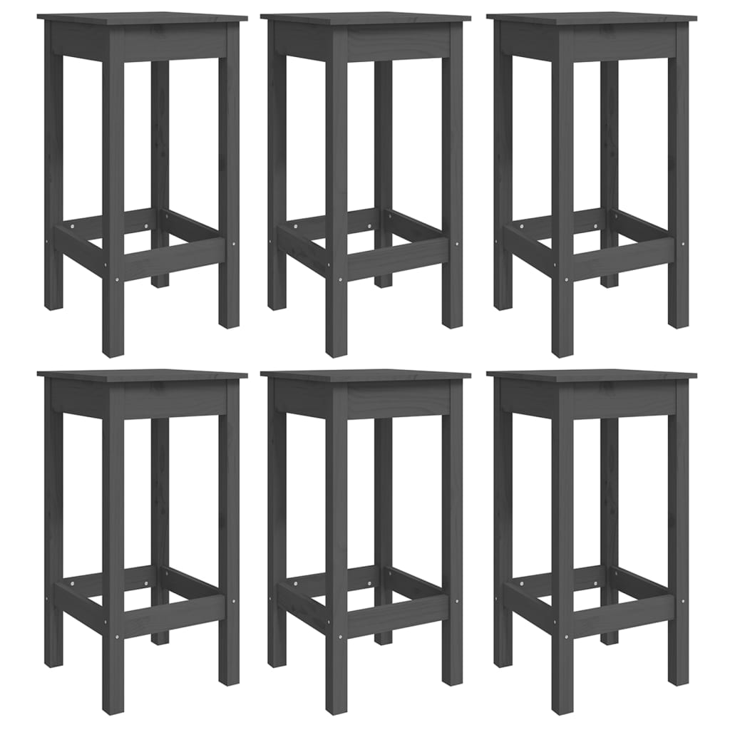 7 Piece Garden Bar Set Grey Solid Wood Pine