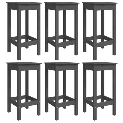 7 Piece Garden Bar Set Grey Solid Wood Pine