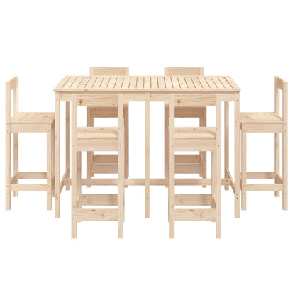 7 Piece Garden Bar Set Solid Wood Pine