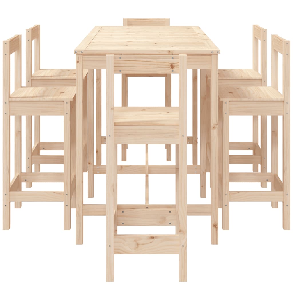 7 Piece Garden Bar Set Solid Wood Pine