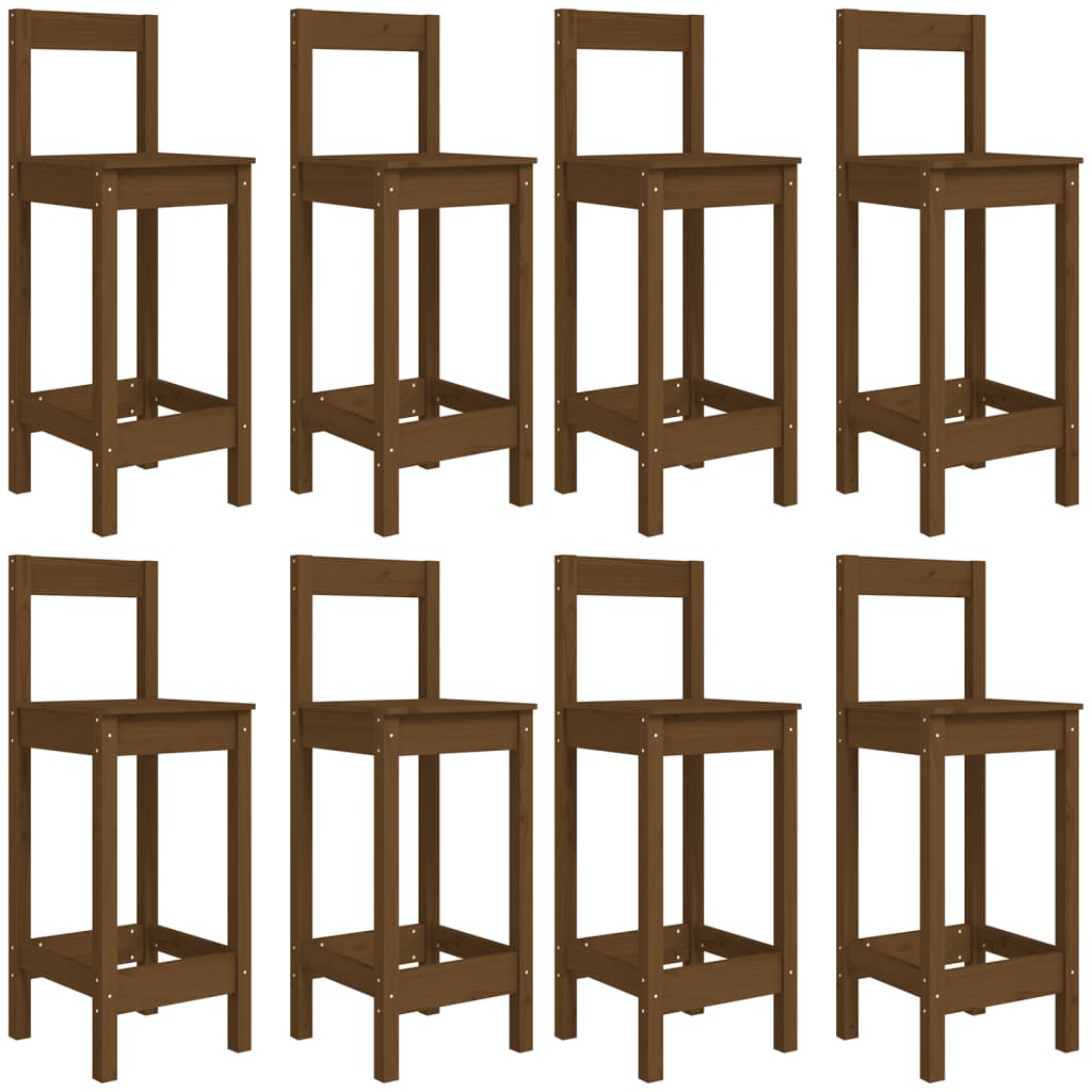 9 Piece Garden Bar Set Honey Brown Solid Wood Pine