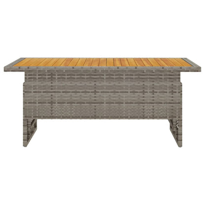 Garden Table Grey 100x50x43/63 cm Solid Wood Acacia&Poly Rattan